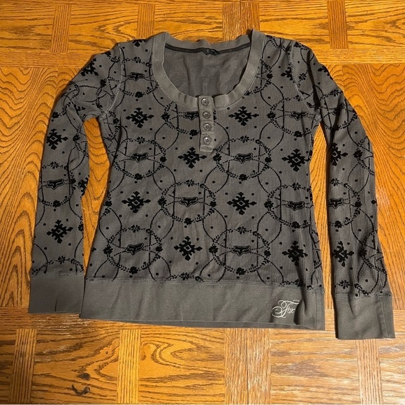 Fox Racing Thermal Henley Top in Mixed Print in Gray Sz L Slim Fit - Picture 2 of 13